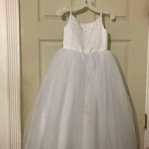 White mini bride dress from David’s Bridal.